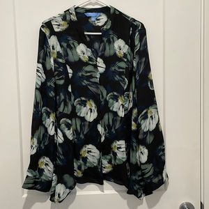 Simply Vera floral print peplum button down blouse